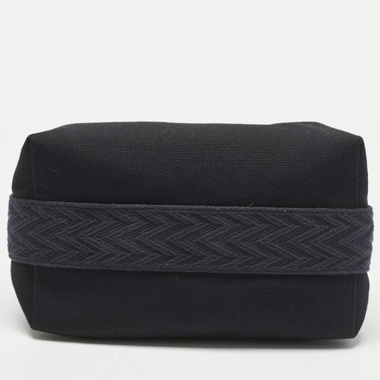 Pre Owned Hermes Noir/Bleu Nuit Canvas Small Bride-A-Brac Pouch