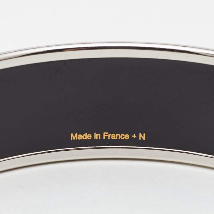 Pre Owned Hermès Printed Enamel Palladium Plated Set of 2 Bangle Bracelet
