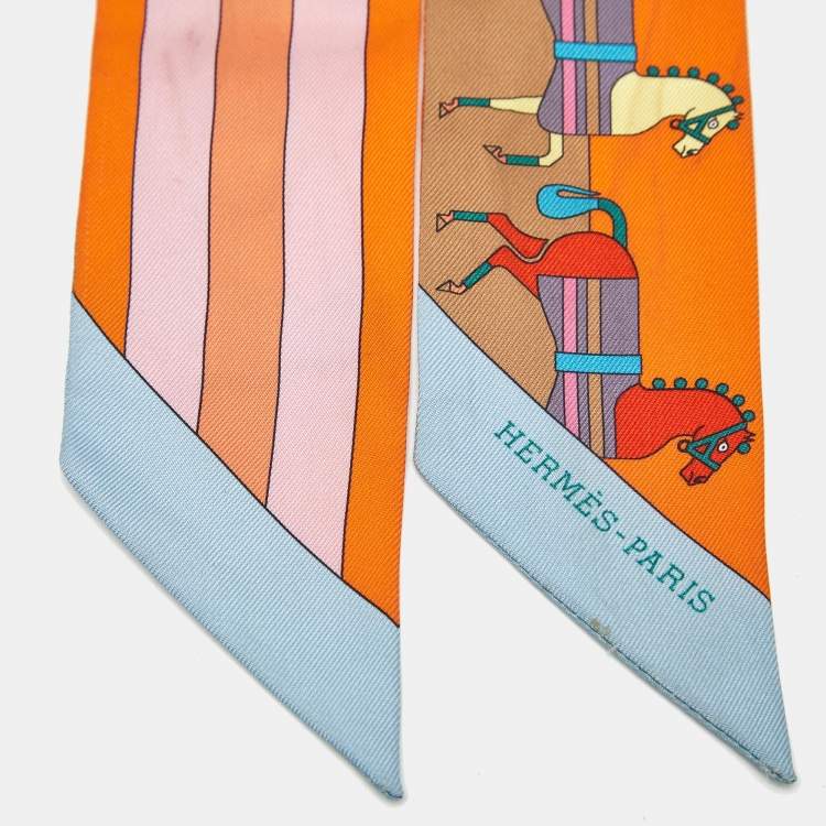 Pre Owned Hermes Multicolor Rocabar Silk Twilly Scarf