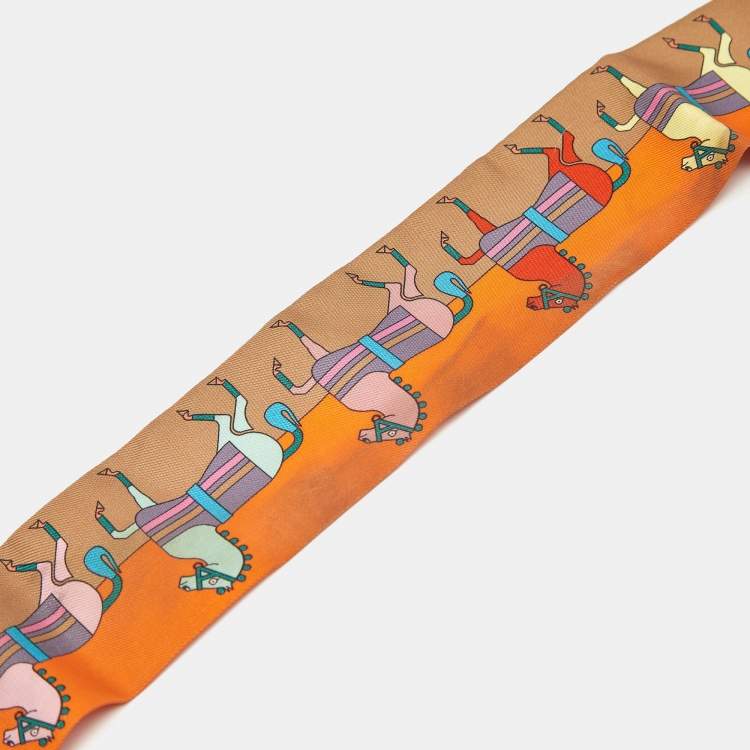 Pre Owned Hermes Multicolor Rocabar Silk Twilly Scarf