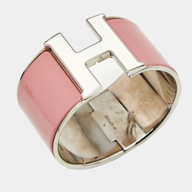 Pre Owned Hermès Clic Clac H Enamel Palladium Plated Bracelet