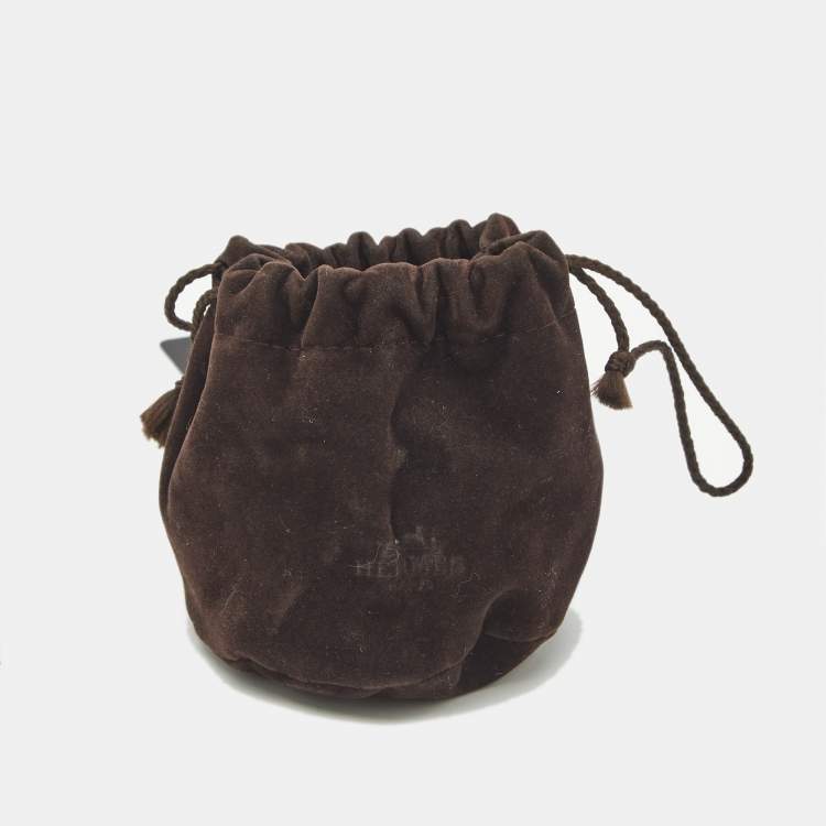 Pre Owned Hermès Clic Clac H Brown Enamel Gold Plated Extra Wide Bracelet