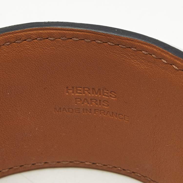 Pre Owned Hermès Collier de Chien Leather Palladium Plated Bracelet