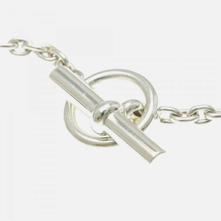 Pre Owned Hermes Chaine D'ancre Silver Pendant Necklace 