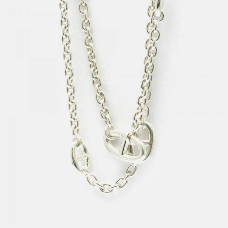 Pre Owned Hermes Chaine D'ancre Silver Pendant Necklace 