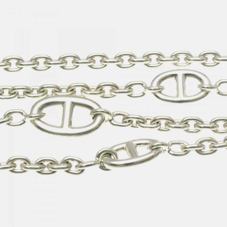 Pre Owned Hermes Chaine D'ancre Silver Pendant Necklace 