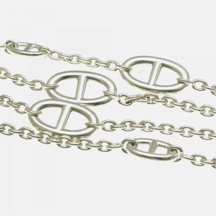 Pre Owned Hermes Chaine D'ancre Silver Pendant Necklace 