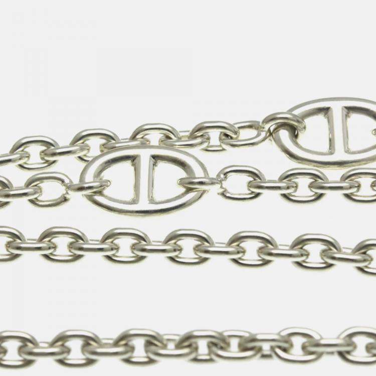 Pre Owned Hermes Chaine D'ancre Silver Pendant Necklace 