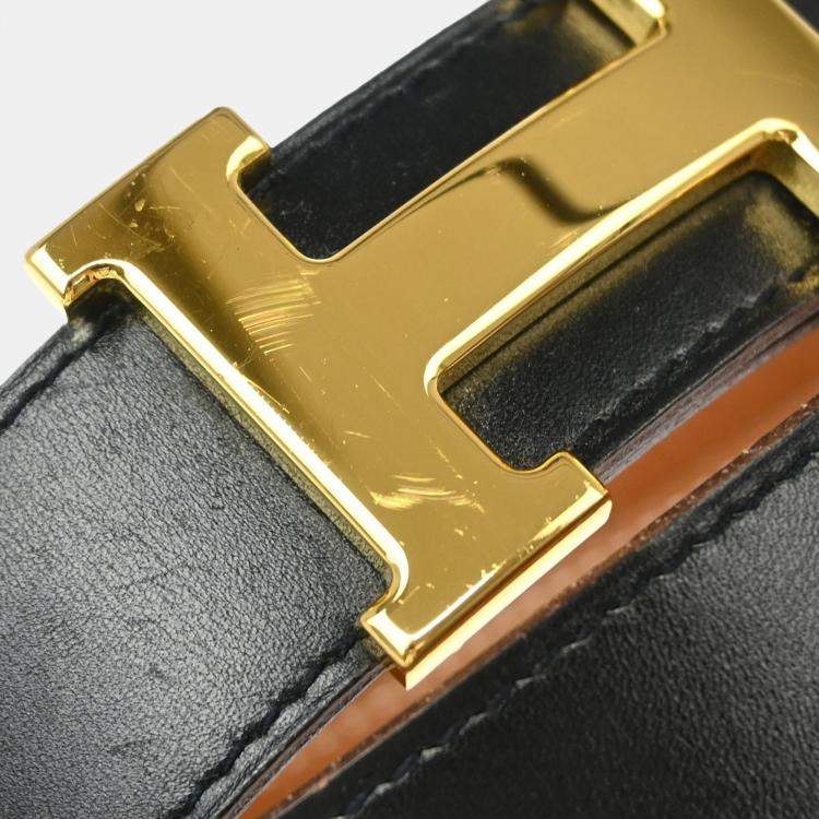 Pre Owned Hermes Constance Small  Black Calf Box  Reversible Belt 
