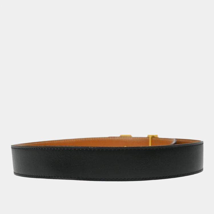 Pre Owned Hermes Constance Small  Black Calf Box  Reversible Belt 