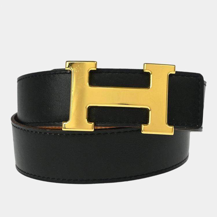 Pre Owned Hermes Constance Small  Black Calf Box  Reversible Belt 
