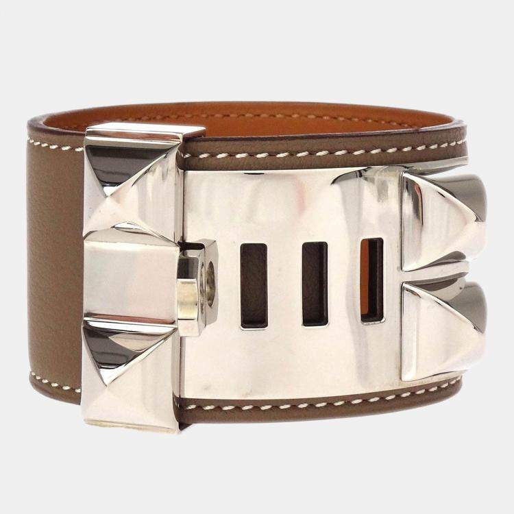 Pre Owned Hermes Etoupe Gray Swift Collier De Chien Bangle