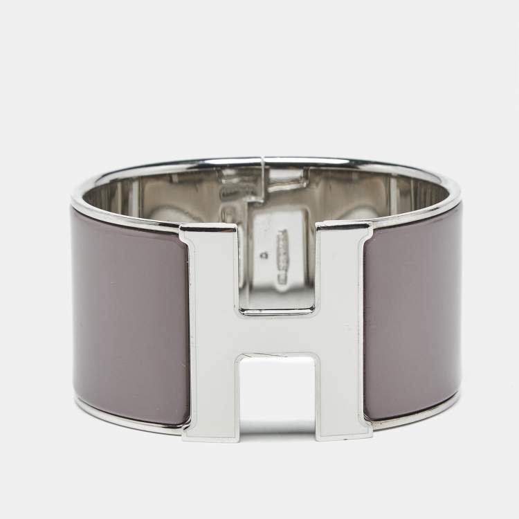 Pre Owned Hermès Clic Clac H Enamel Palladium Plated Bracelet