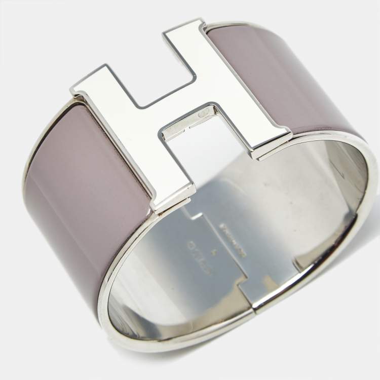 Pre Owned Hermès Clic Clac H Enamel Palladium Plated Bracelet
