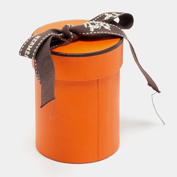 Pre Owned Hermes Orange Silk Les Cles a Pois Twilly