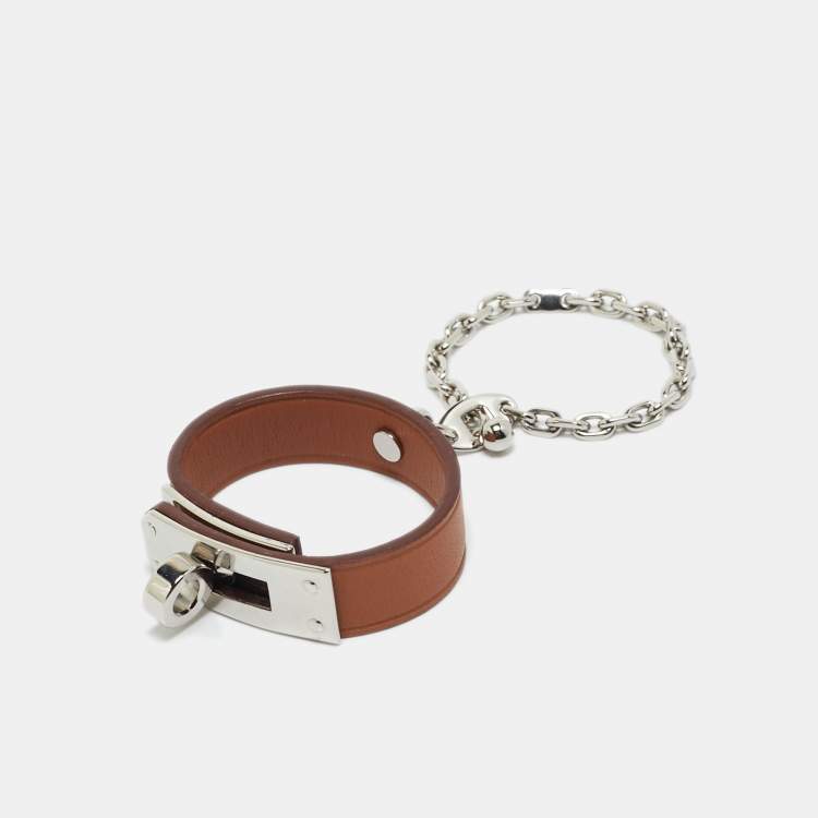 Pre Owned Hermès Kelly Leather Palladium Plated Glove Clip