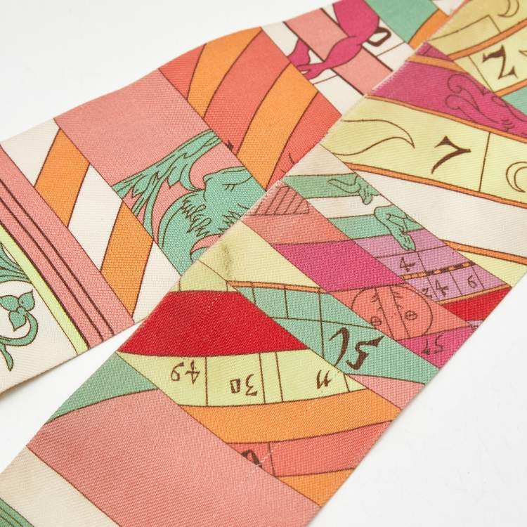 Pre Owned Hermès Orange Silk Astrologie Nouvelle Twilly