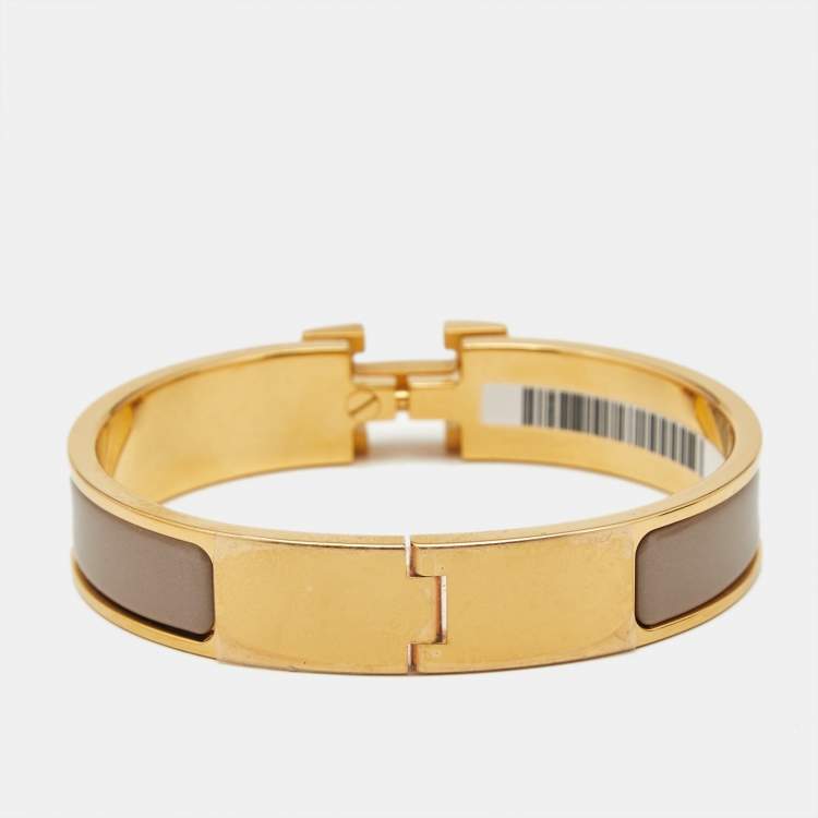 Pre Owned Hermès Clic H Enamel Gold Plated Bracelet
