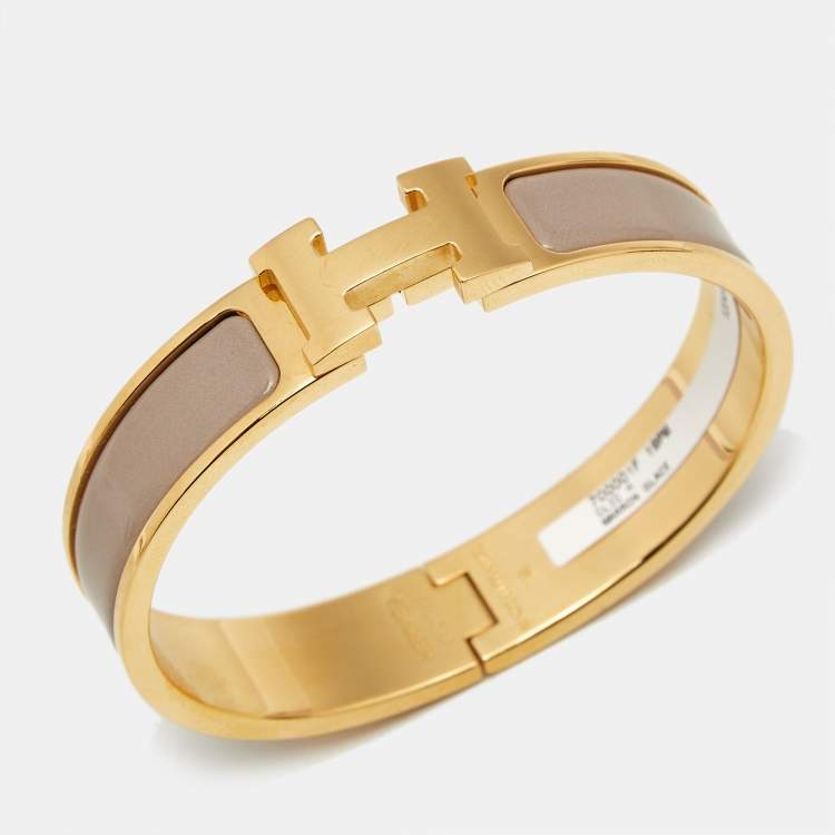 Pre Owned Hermès Clic H Enamel Gold Plated Bracelet