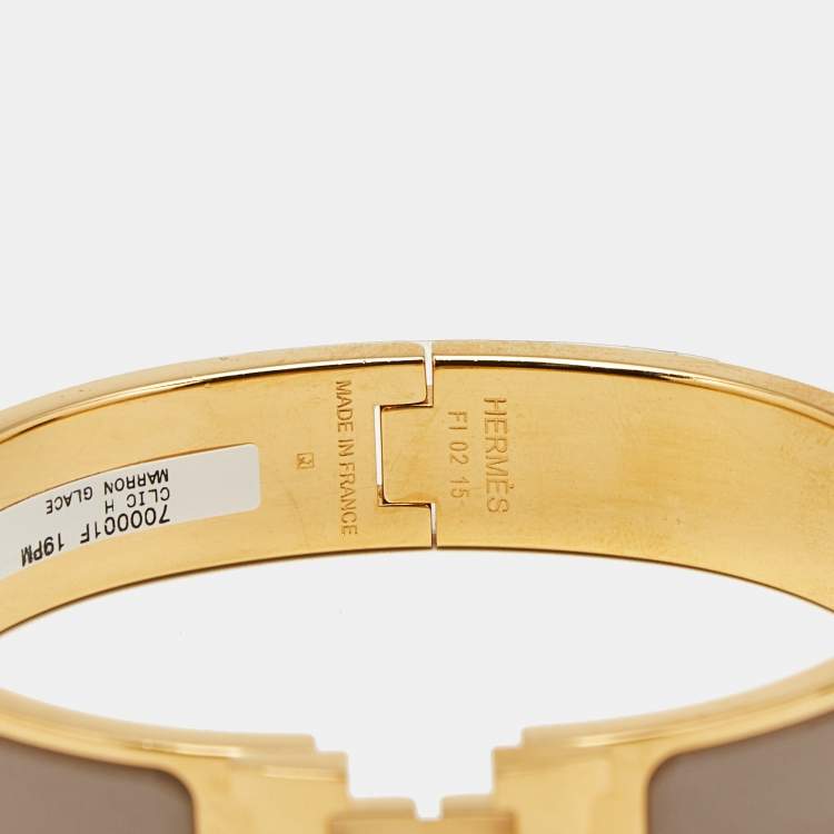 Pre Owned Hermès Clic H Enamel Gold Plated Bracelet