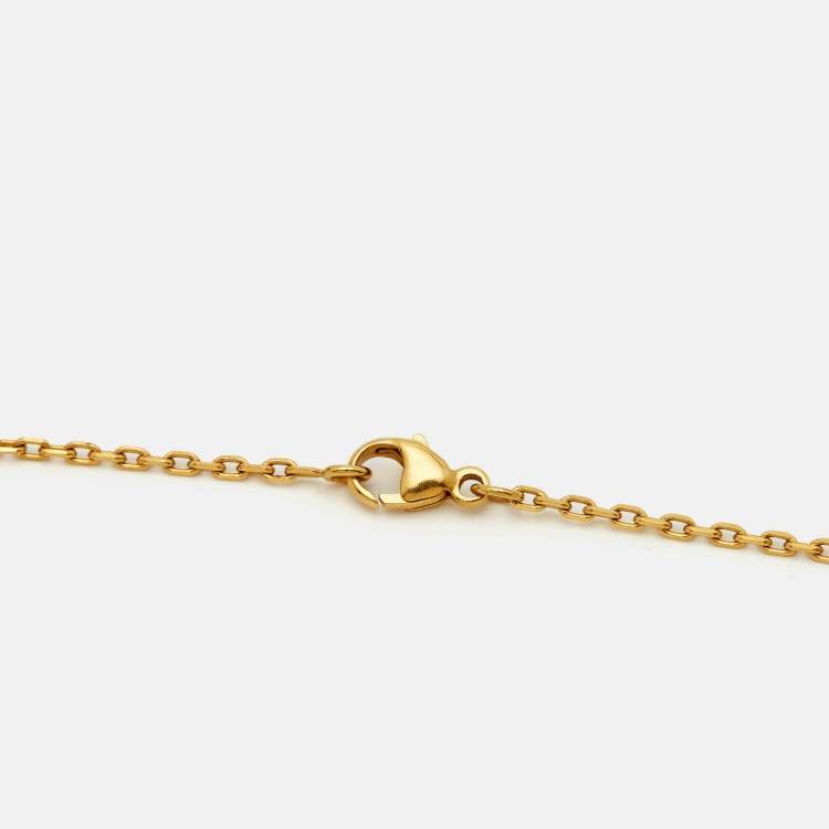 Pre Owned Hermes Mini Pop H Enamel Gold Plated Necklace