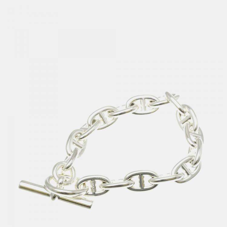 Pre Owned Hermes Chaine D’Ancre MM Silver Charm Bracelet