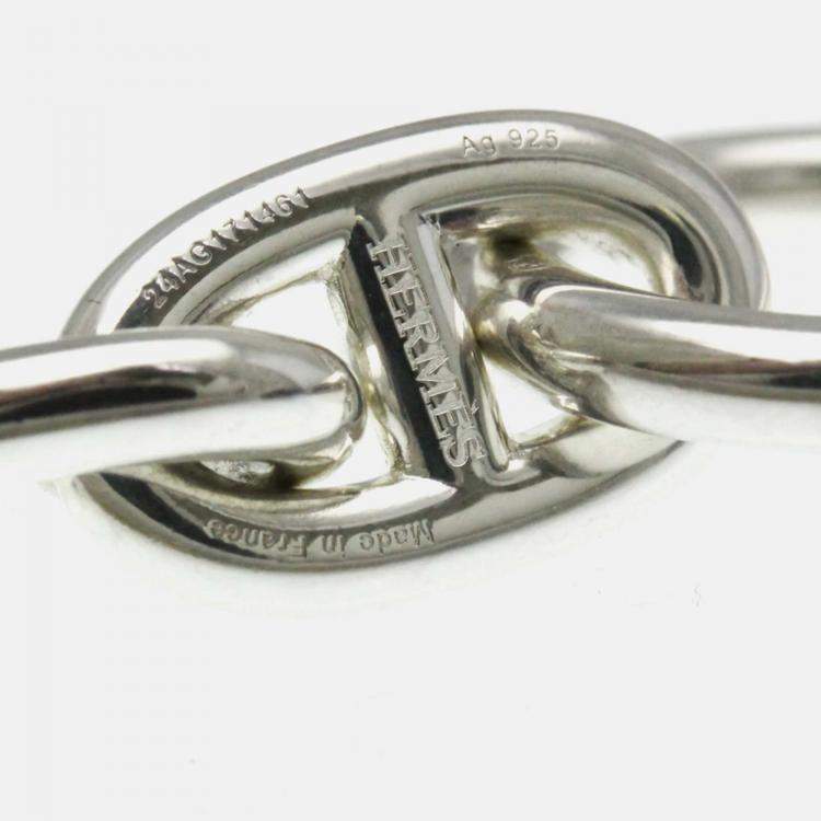 Pre Owned Hermes Chaine D’Ancre MM Silver Charm Bracelet