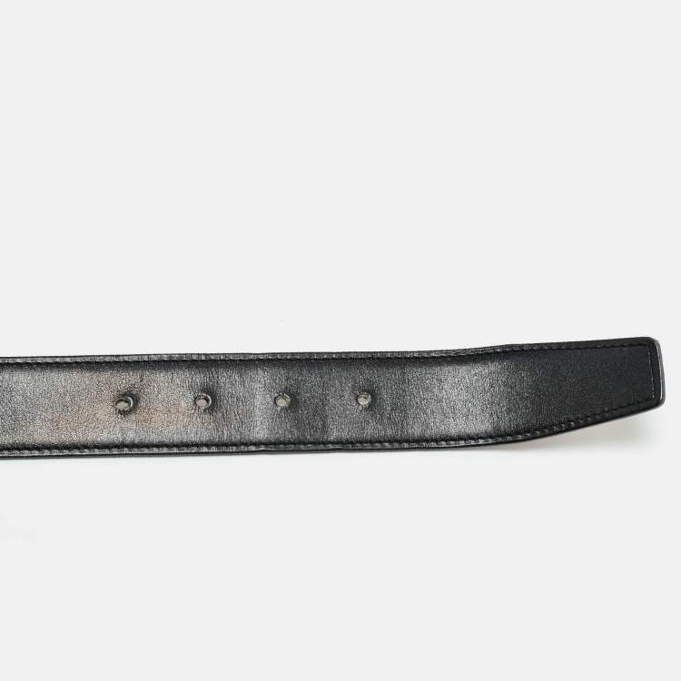 Pre Owned Hermès Noir/Gold Box and Togo Leather H Buckle Reversible Belt 85 CM