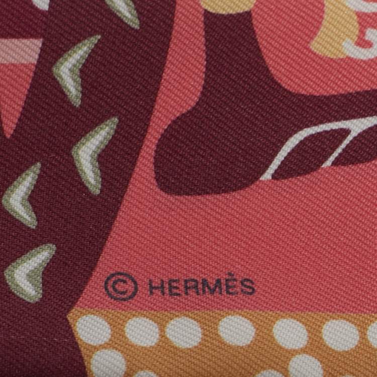Pre Owned Hermès Rose Pink Fantaisie d'etriers Silk Twilly 
