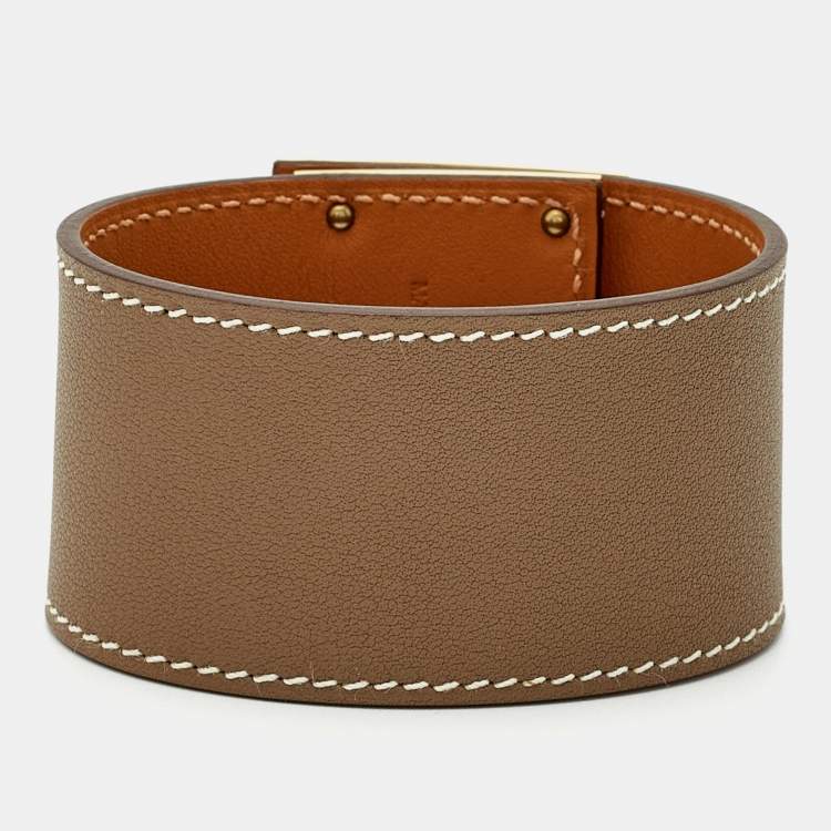 Pre Owned Hermès Kelly Dog Leather Gold Plated Bracelet T3