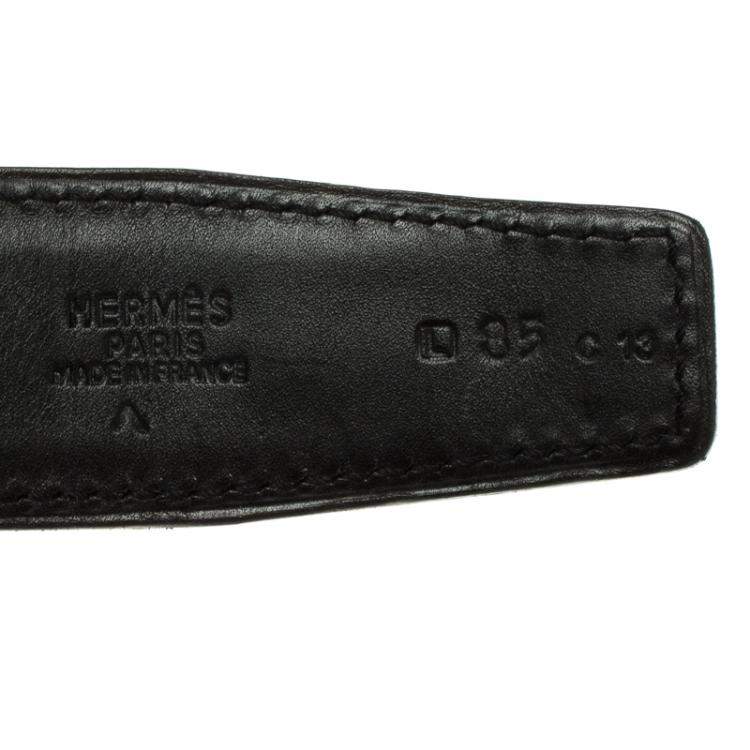 Pre Owned Hermes Black Porosus Crocodile Leather Belt Strap 85cm