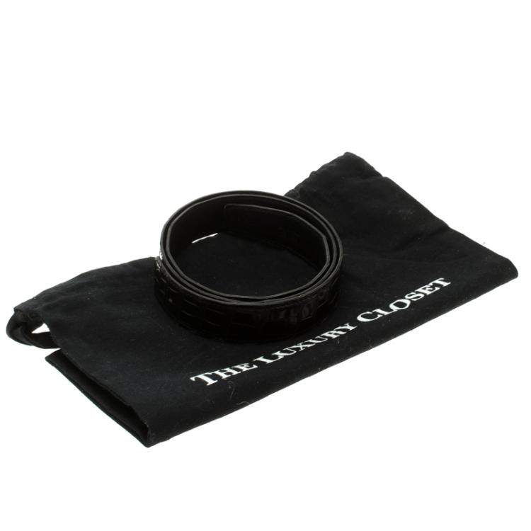 Pre Owned Hermes Black Porosus Crocodile Leather Belt Strap 85cm