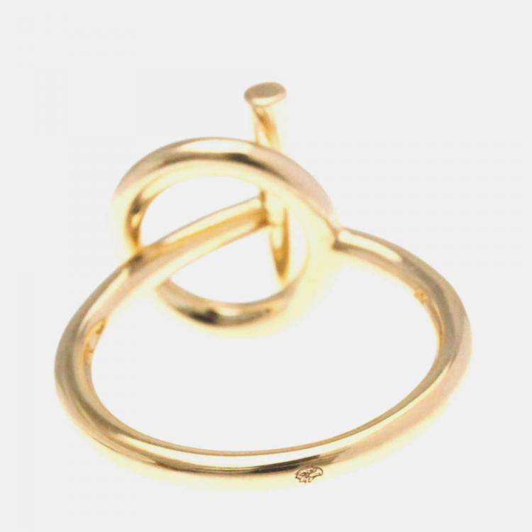Pre Owned Hermes Echappee Diamond 18K Pink Gold Fashion Band Ring