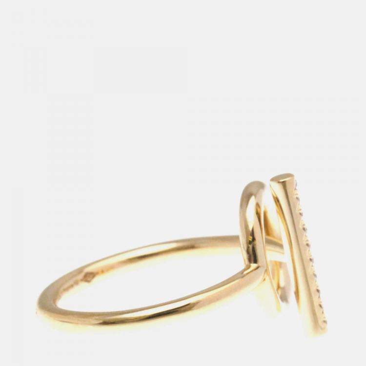 Pre Owned Hermes Echappee Diamond 18K Pink Gold Fashion Band Ring