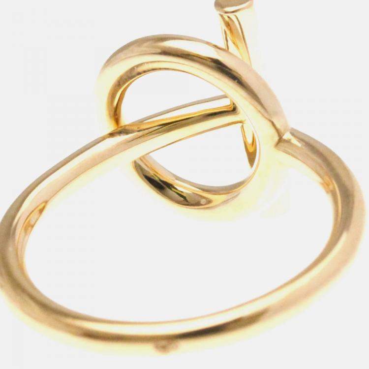 Pre Owned Hermes Echappee Diamond 18K Pink Gold Fashion Band Ring
