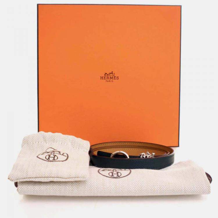 Pre Owned Hermes Vert Cypres Green Brown Epsom Swift Leather Belt