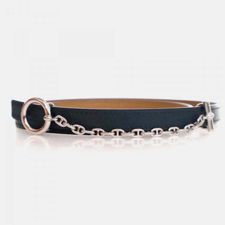Pre Owned Hermes Vert Cypres Green Brown Epsom Swift Leather Belt