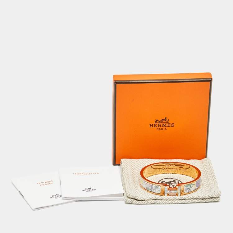 Pre Owned Hermès Clic H Enamel Rose Gold Plated Bracelet