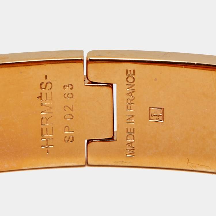 Pre Owned Hermès Clic H Enamel Rose Gold Plated Bracelet