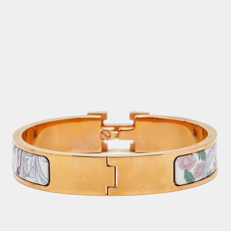 Pre Owned Hermès Clic H Enamel Rose Gold Plated Bracelet