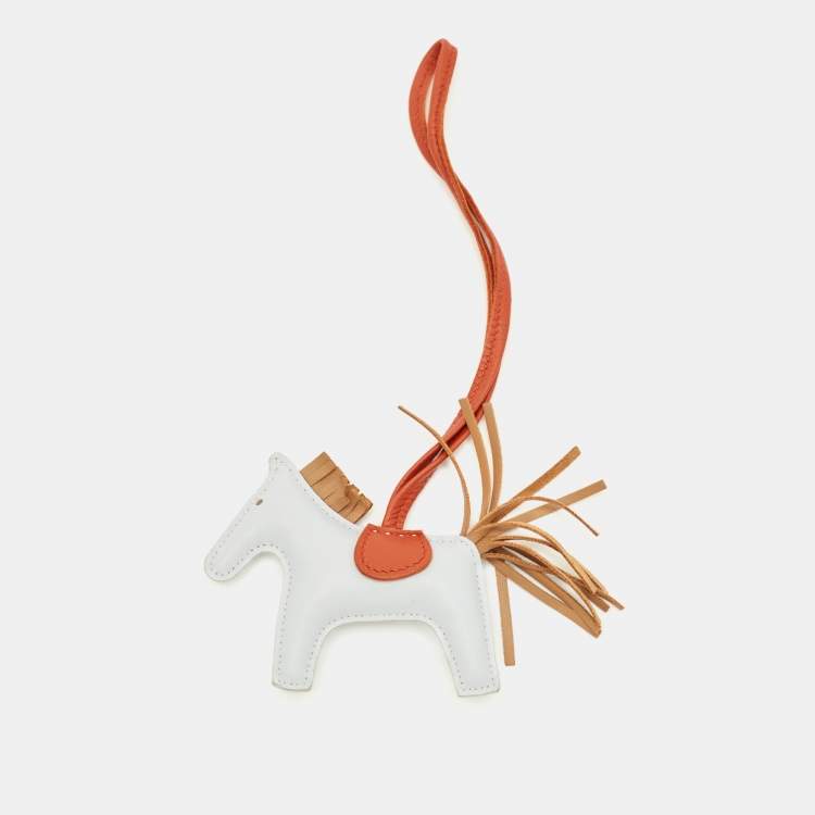 Pre Owned Hermès Bleu Brume/Chai/Cornaline Milo Leather GriGri Rodeo Bag Charm PM