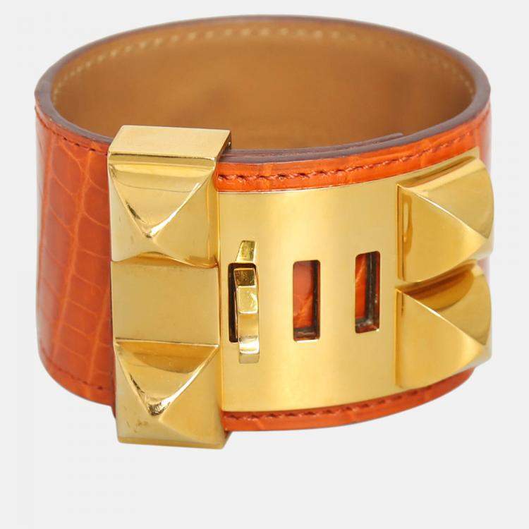 Pre Owned Hermes Shiny Alligator Collier De Chien Bracelet