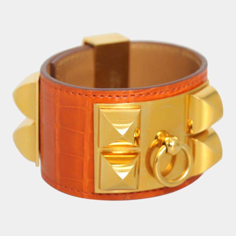 Pre Owned Hermes Shiny Alligator Collier De Chien Bracelet