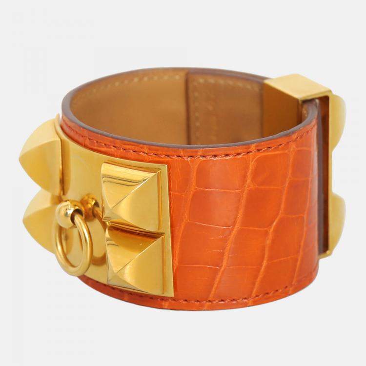 Pre Owned Hermes Shiny Alligator Collier De Chien Bracelet