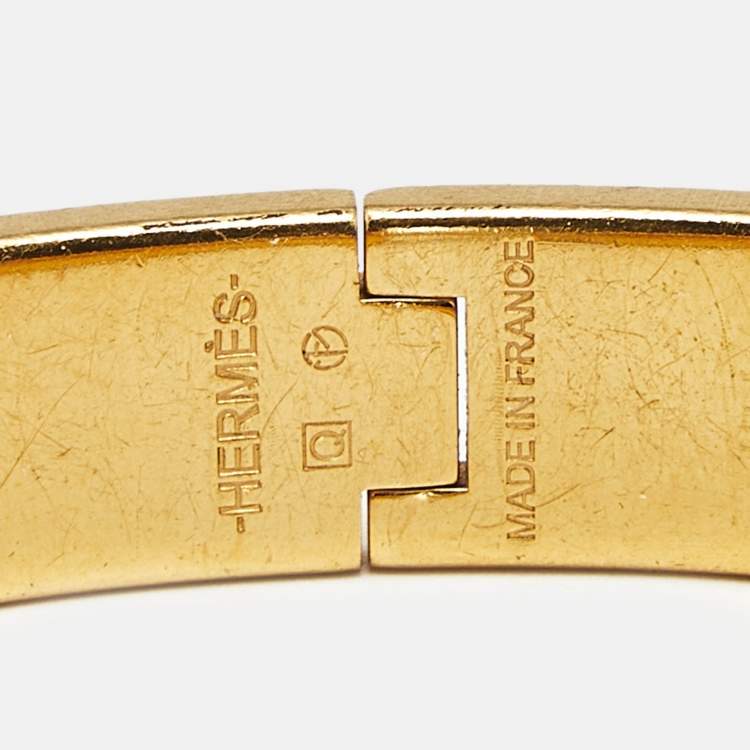 Pre Owned Hermès Clic H Turquoise Enamel Gold Plated Bracelet