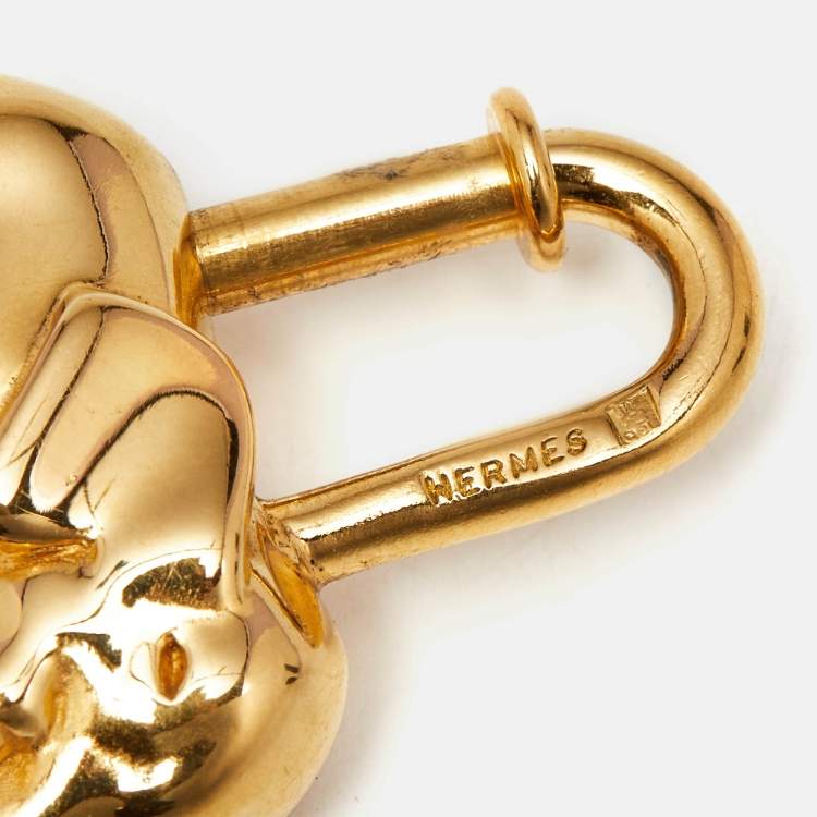 Pre Owned Hermes Elephant Motif Gold Tone Lock Charm / Key Ring