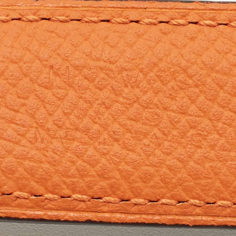 Pre Owned Hermes Black/Orange Chamonix and Epsom Leather Mini H Buckle Belt 110CM