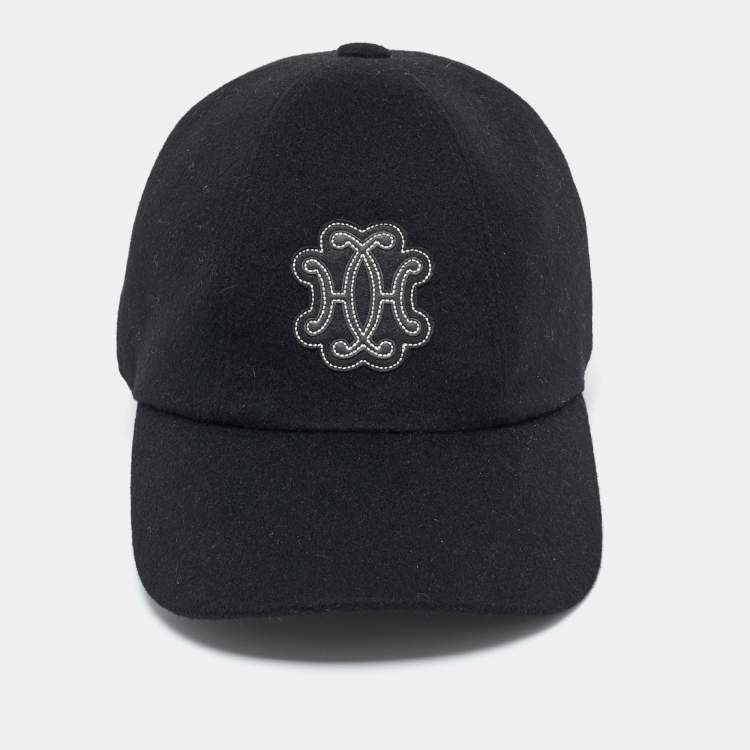 Pre Owned Hermes Black Cashmere Serena Lift Cap Size 58