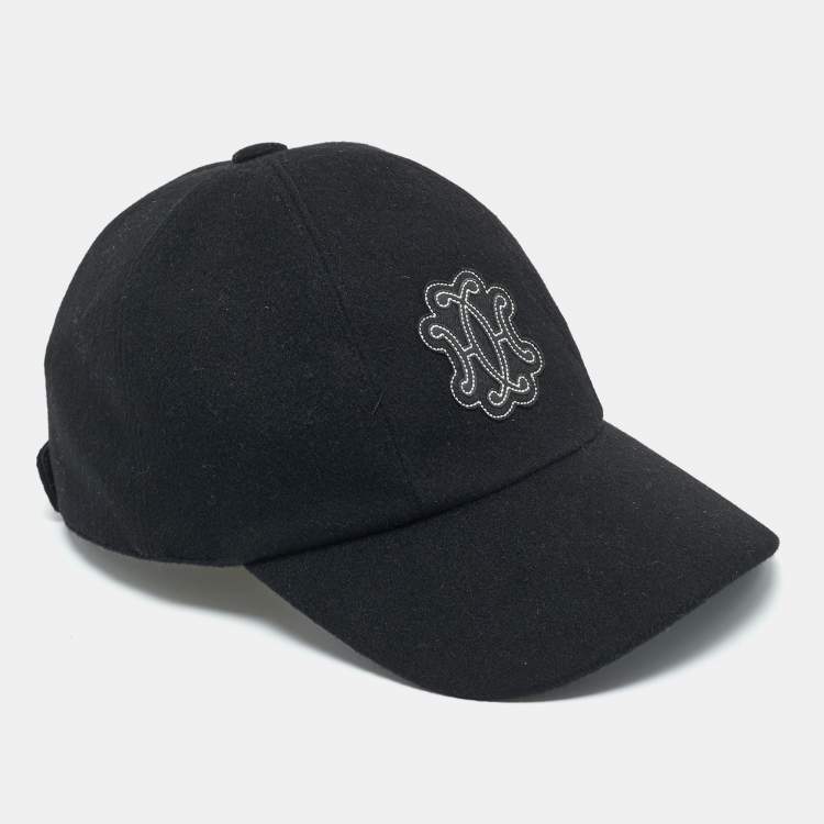 Pre Owned Hermes Black Cashmere Serena Lift Cap Size 58