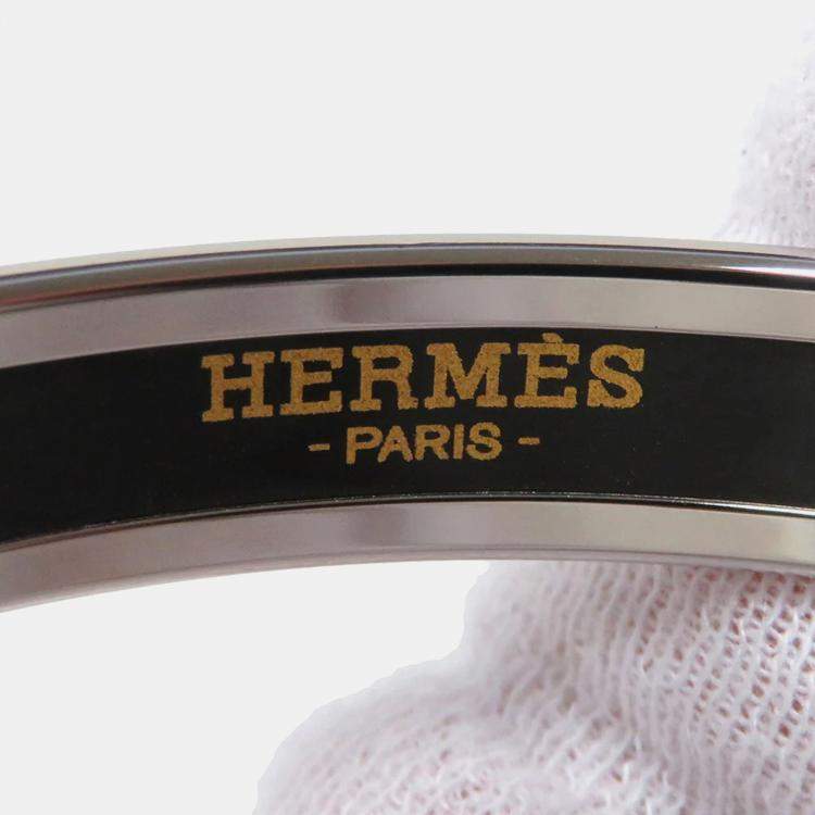 Pre Owned Hermes Extra Fun Gran Apara  White/Navy Enamel Metal Bracelet 